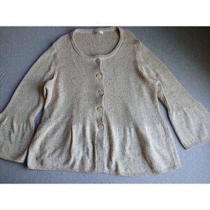 Coldwater Creek Beige Knit Button-Front Cardigan